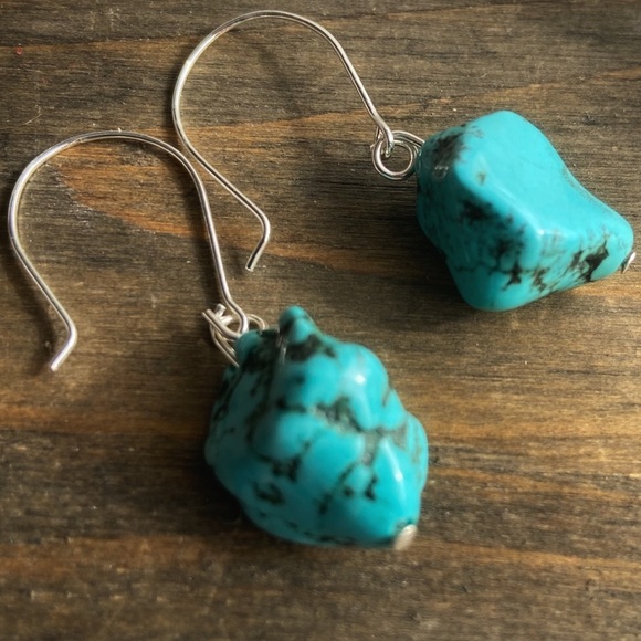 13. Turquoise nuguetts dangle earrings/bohemian/western/colorful - Picture 1 of 9